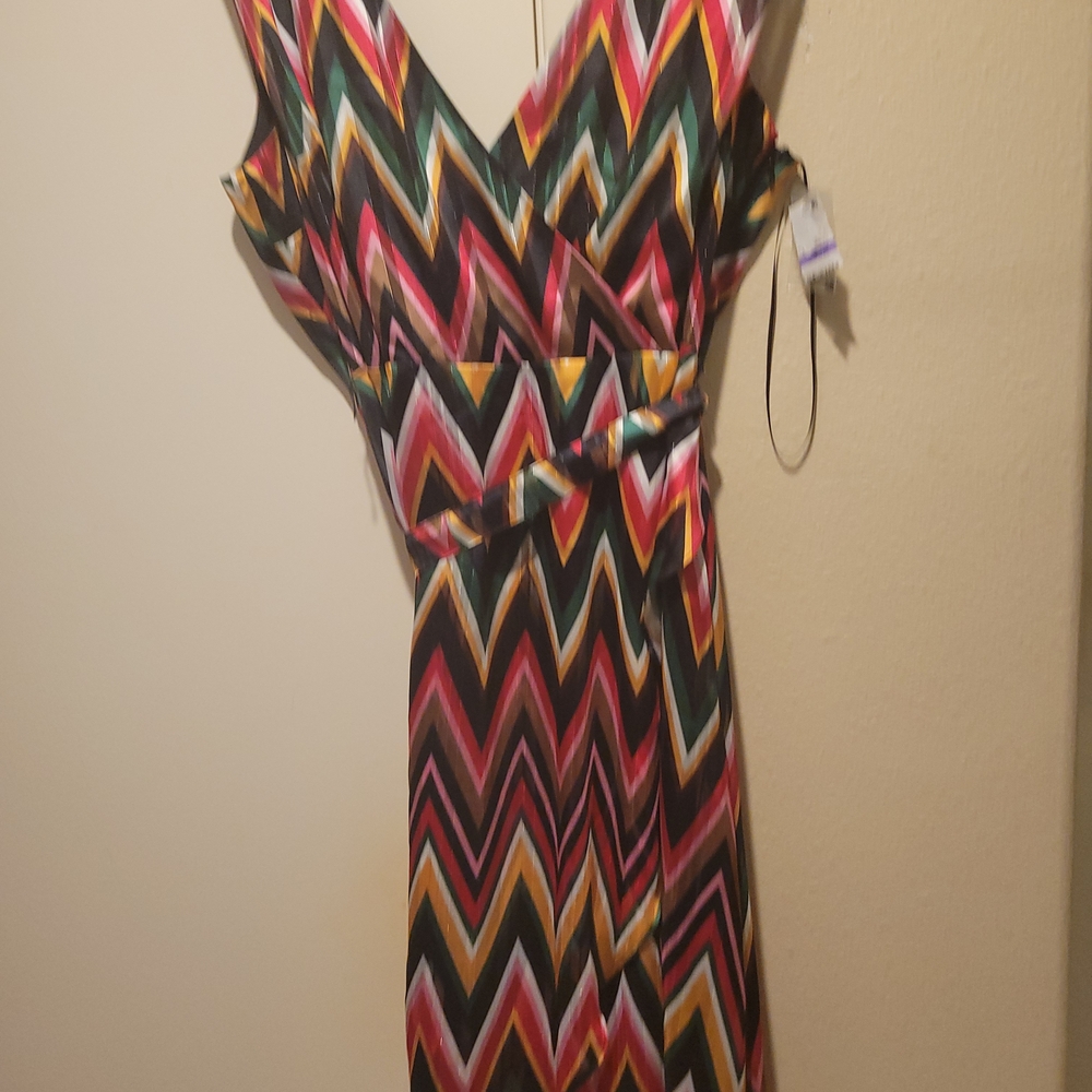 INC International Concepts Multicolor Chevron Midi Dress